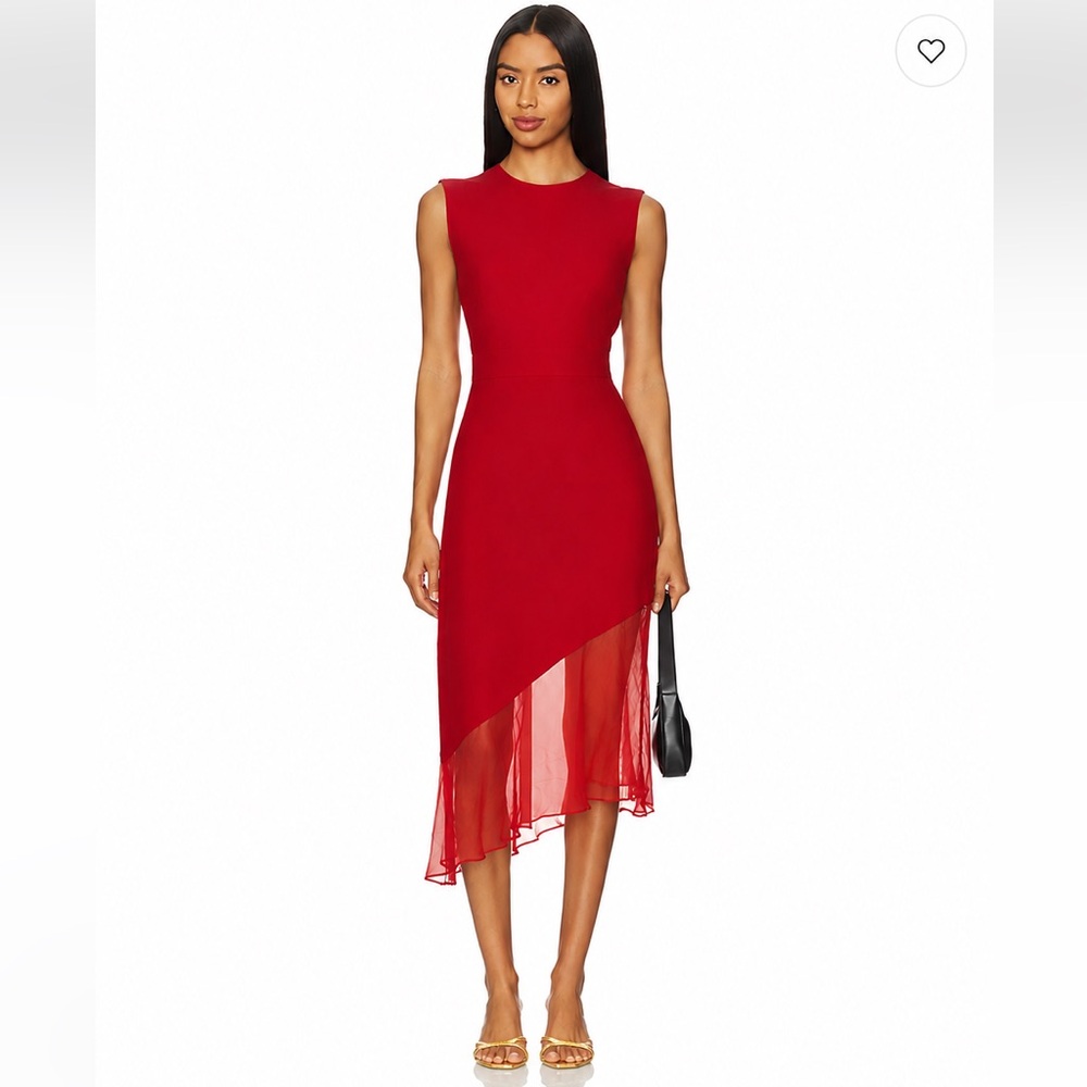 Prabal Gurung x Revolve 100% silk Red Midi Dress Size 4
